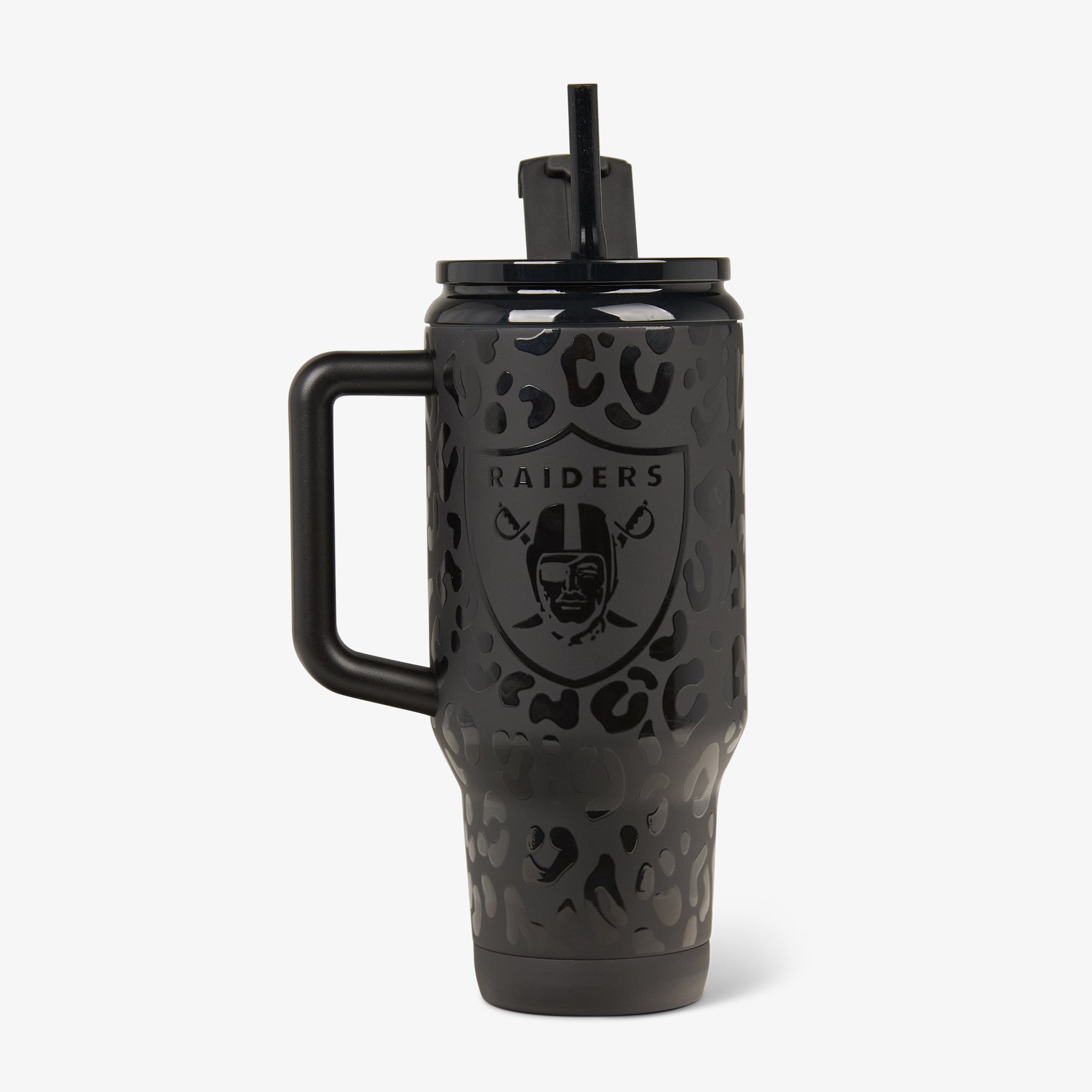 NFL 32 Oz Leopard Flip ‘n’ Sip Travel Mug Q9 - Raiders - Product View