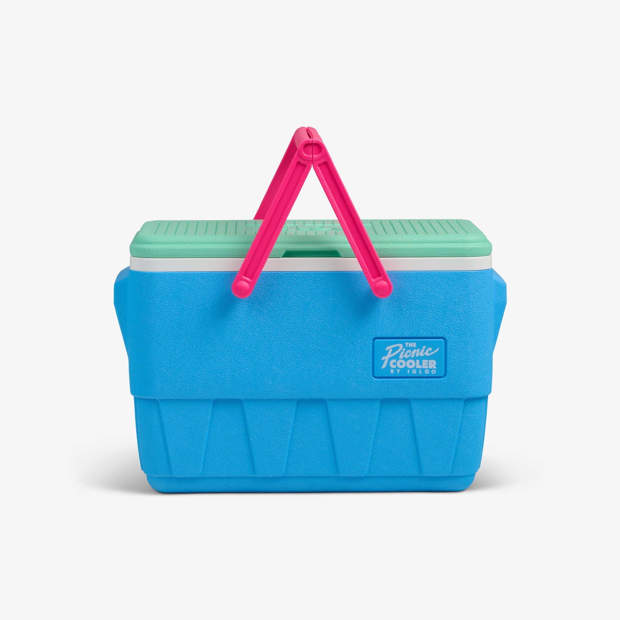 Retro Picnic Basket 25 Qt Cooler F1 - Carolina Blue - Strap View