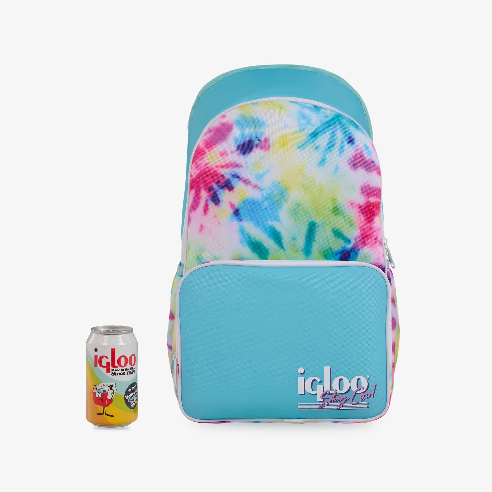Retro Backpack Cooler U6 - Tie-Dye - Size View