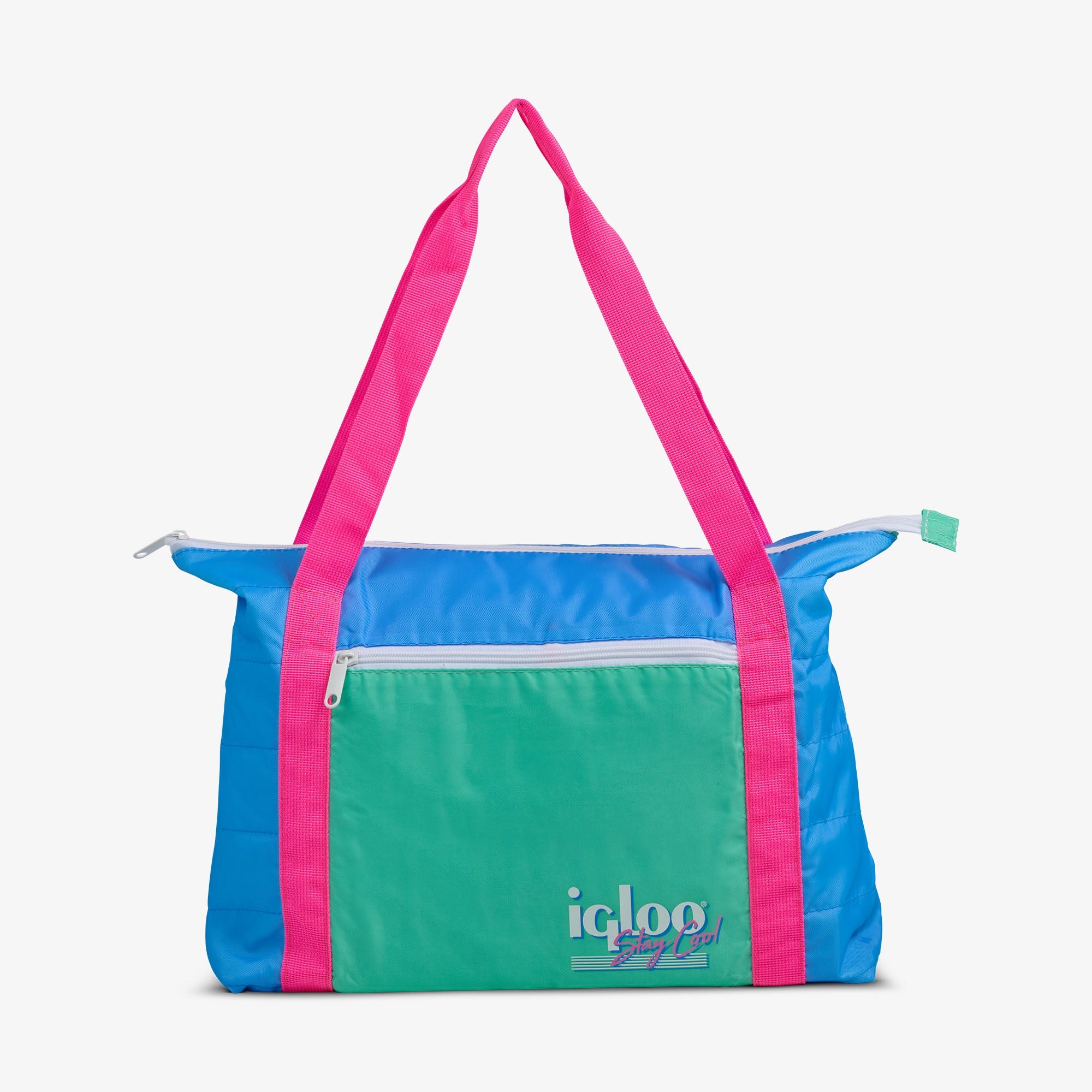 Retro Packable Puffer 20-Can Cooler Bag C3 - Carolina Blue - Front View
