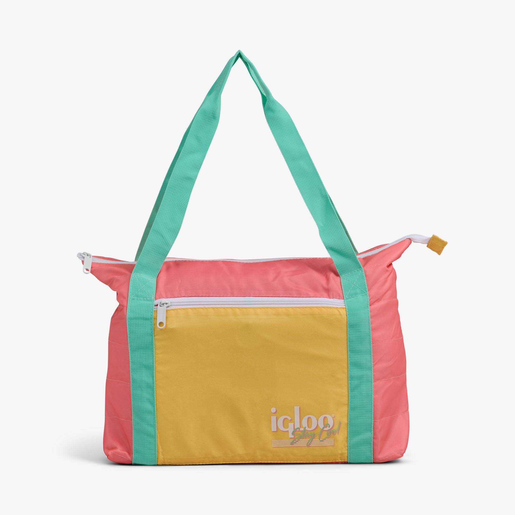 Retro Packable Puffer 20-Can Cooler Bag C3 - Flamingo - Front View