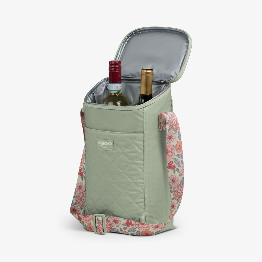 Floral MaxCold® DUO Vertical Crossbody Cooler Bag U3 - Sage - Product View