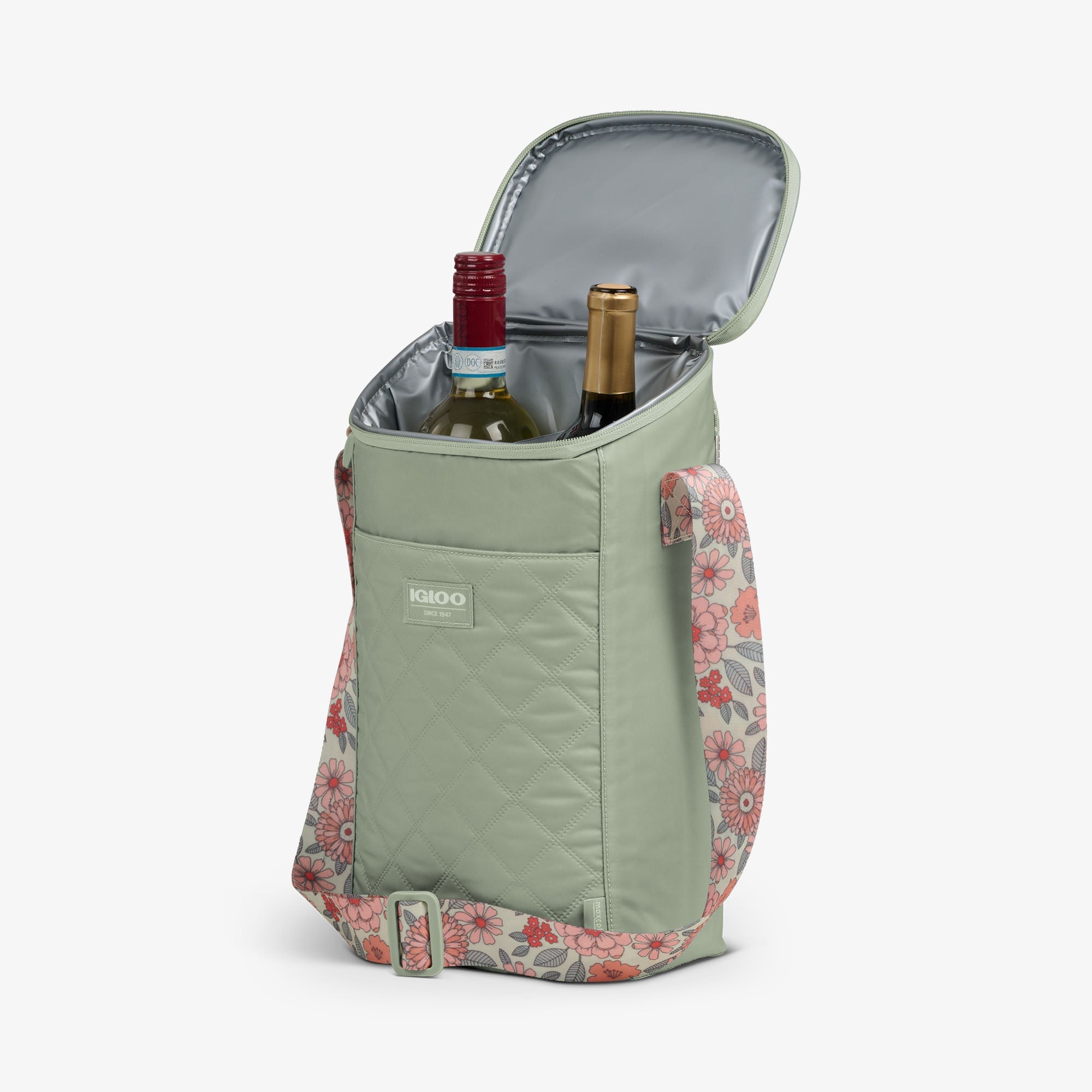 Floral MaxCold® DUO Vertical Crossbody Cooler Bag U3 - Sage - Product View