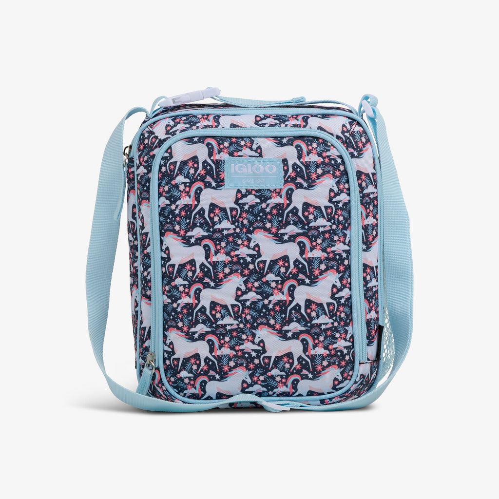 Kids Lunch Vertical Cooler + Bento Box M7 - Unicorns - Front View