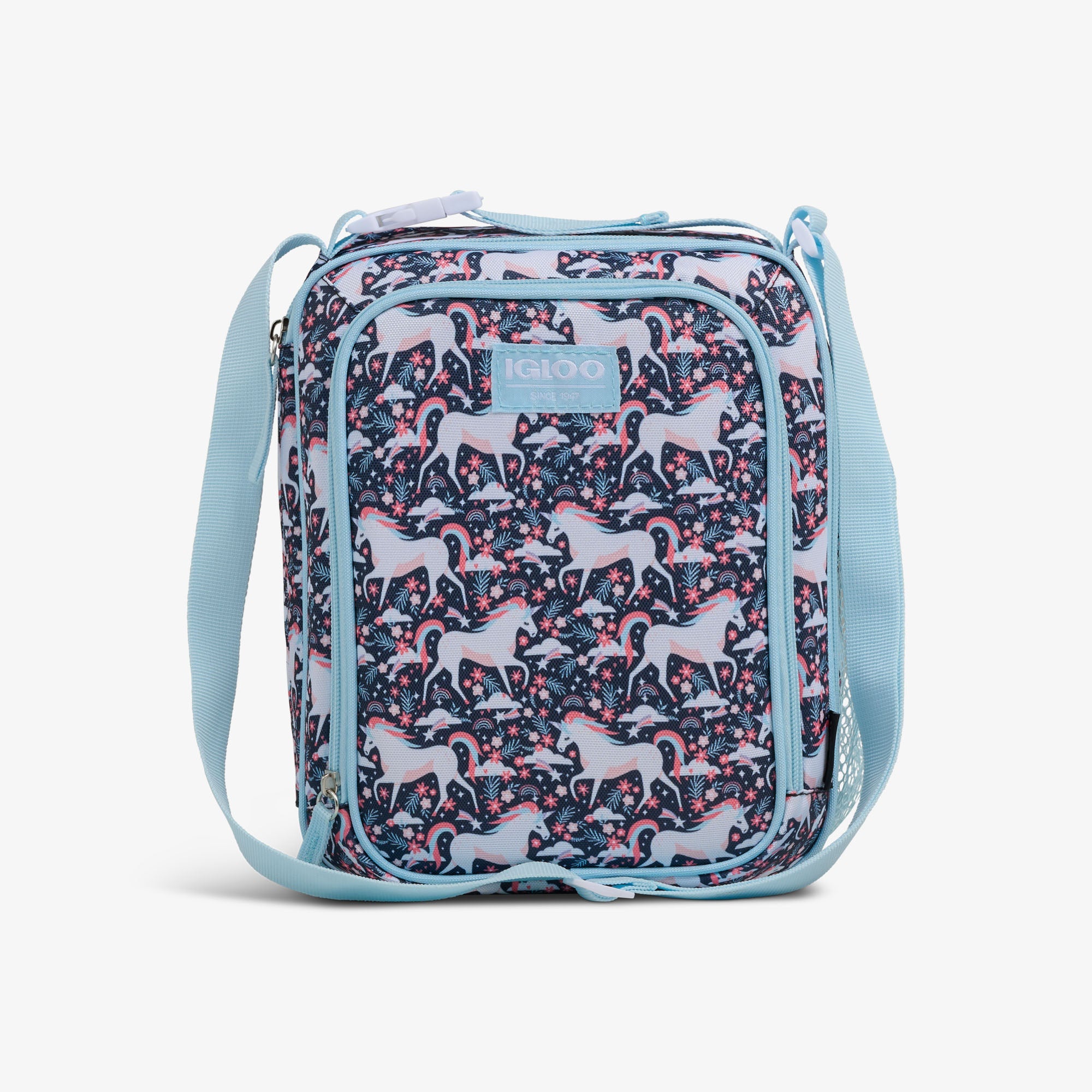 Kids Lunch Vertical Cooler + Bento Box M7 - Unicorns - Front View