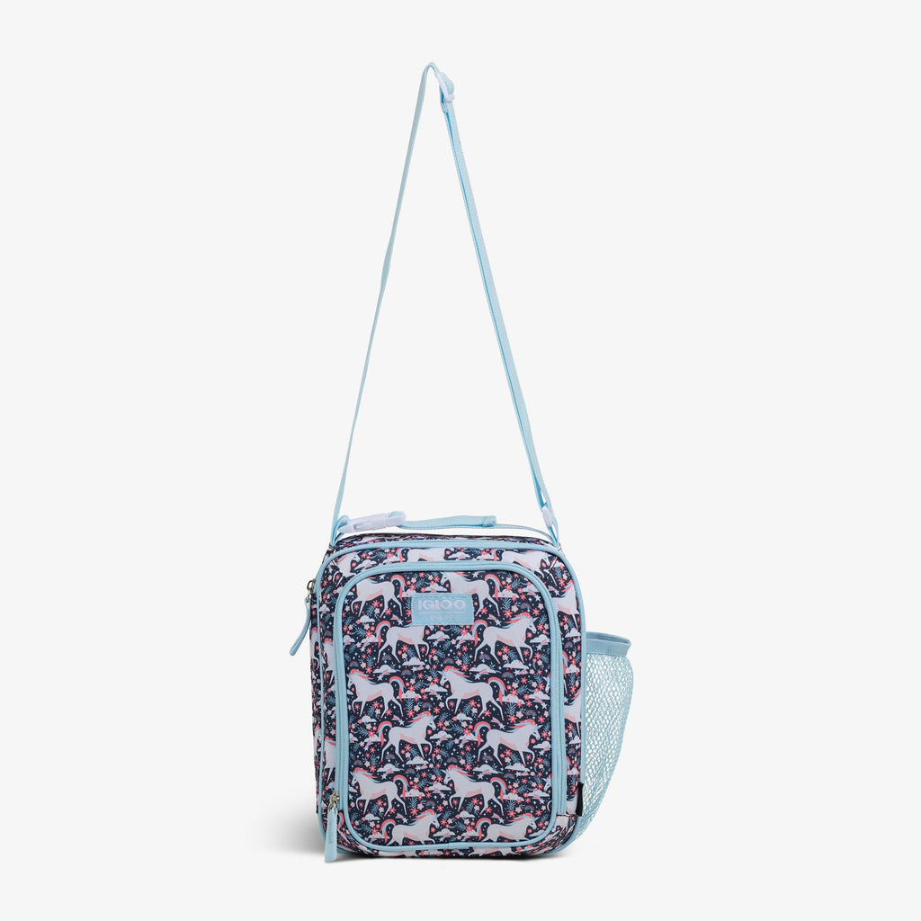 Kids Lunch Vertical Cooler + Bento Box M7 - Unicorns - Strap View