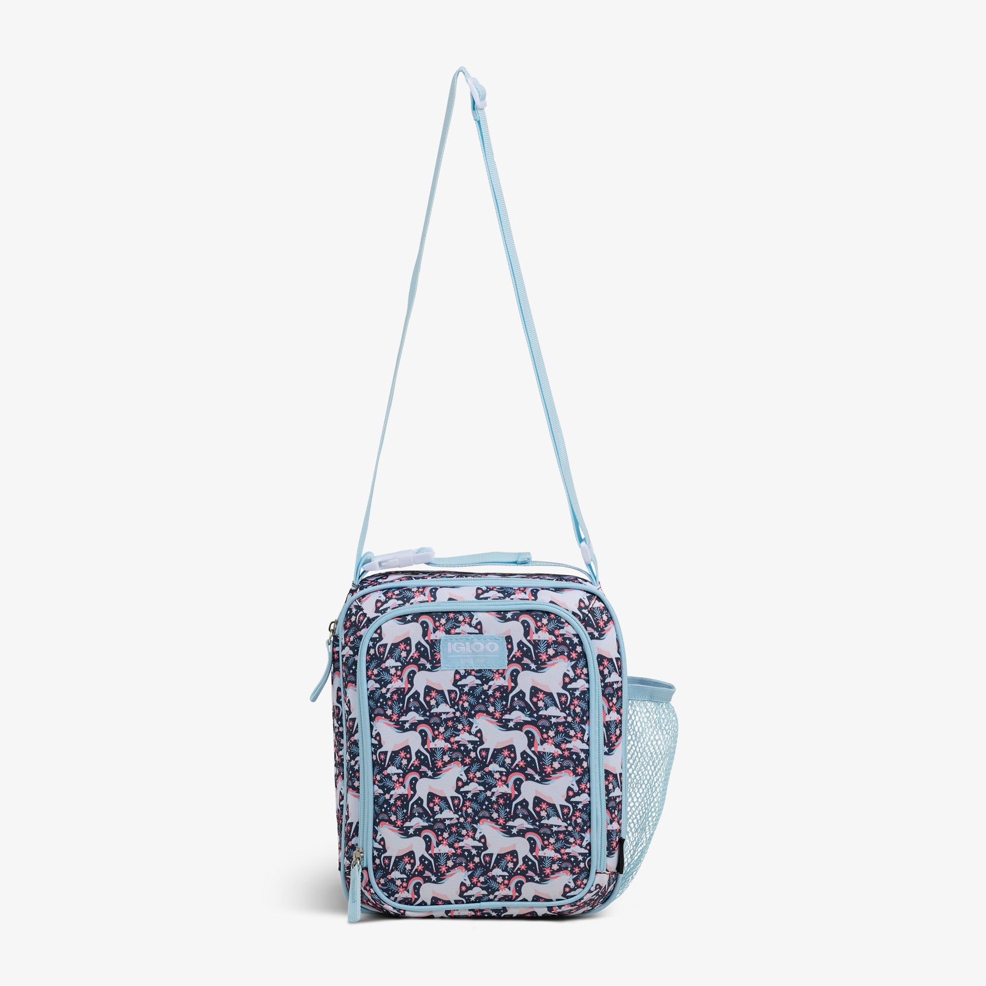 Kids Lunch Vertical Cooler + Bento Box M7 - Unicorns - Strap View