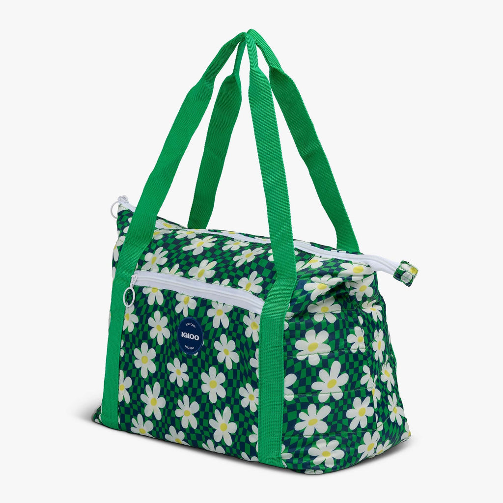 Retro Packable Puffer 20-Can Cooler Bag C3 - Psychedelic Daisy - Product View