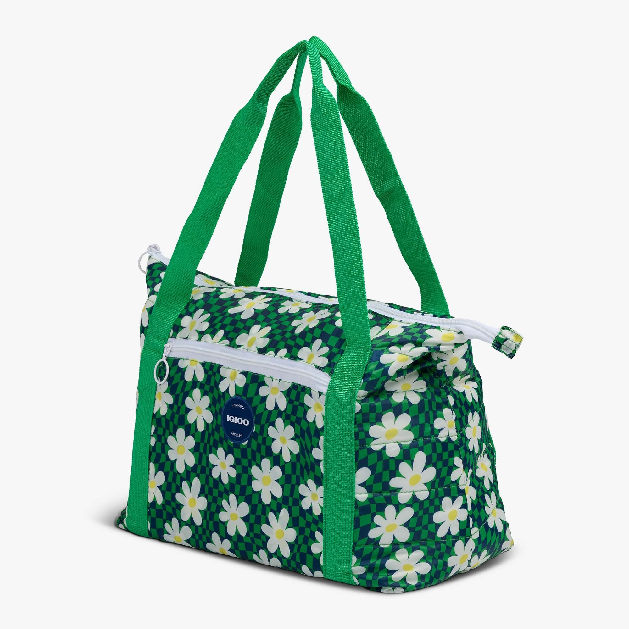 Retro Packable Puffer 20-Can Cooler Bag C3 - Psychedelic Daisy - Product View