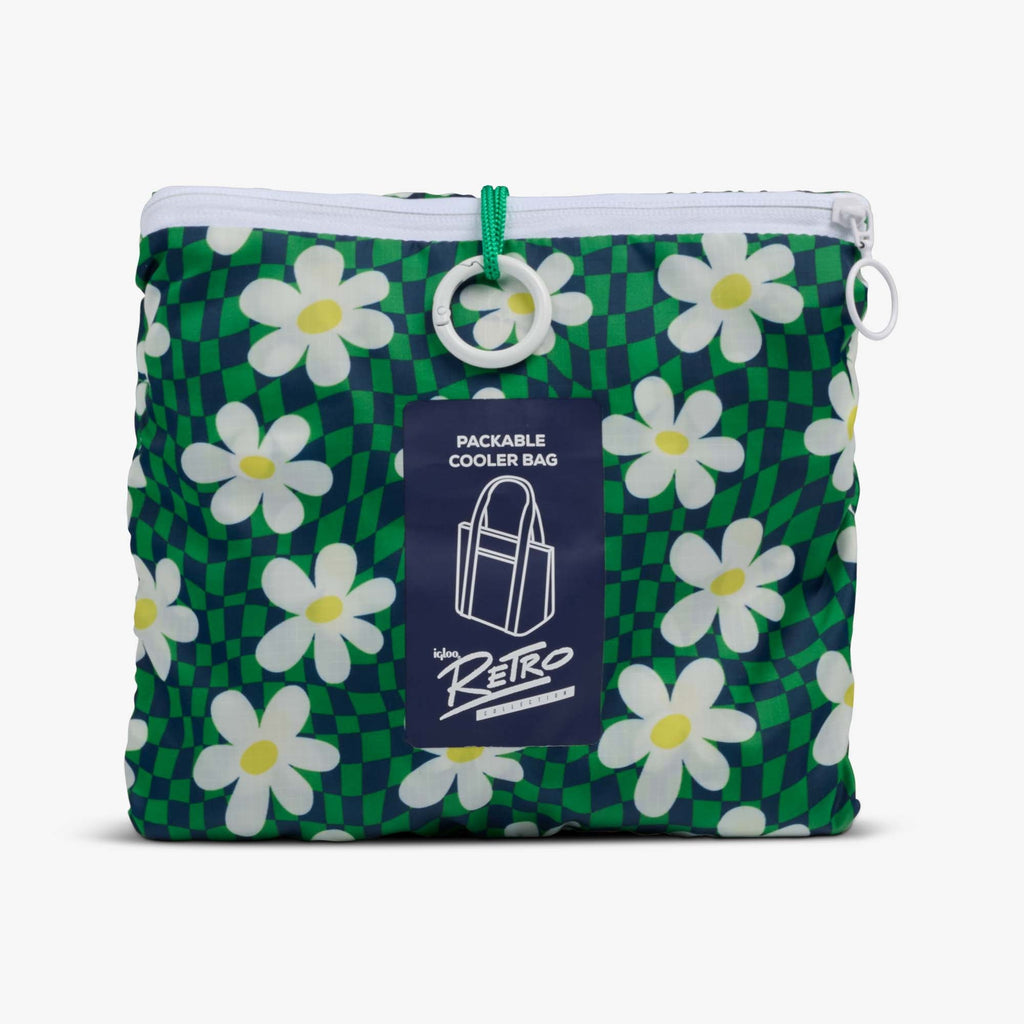 Retro Packable Puffer 20-Can Cooler Bag C3 - Psychedelic Daisy - Product View