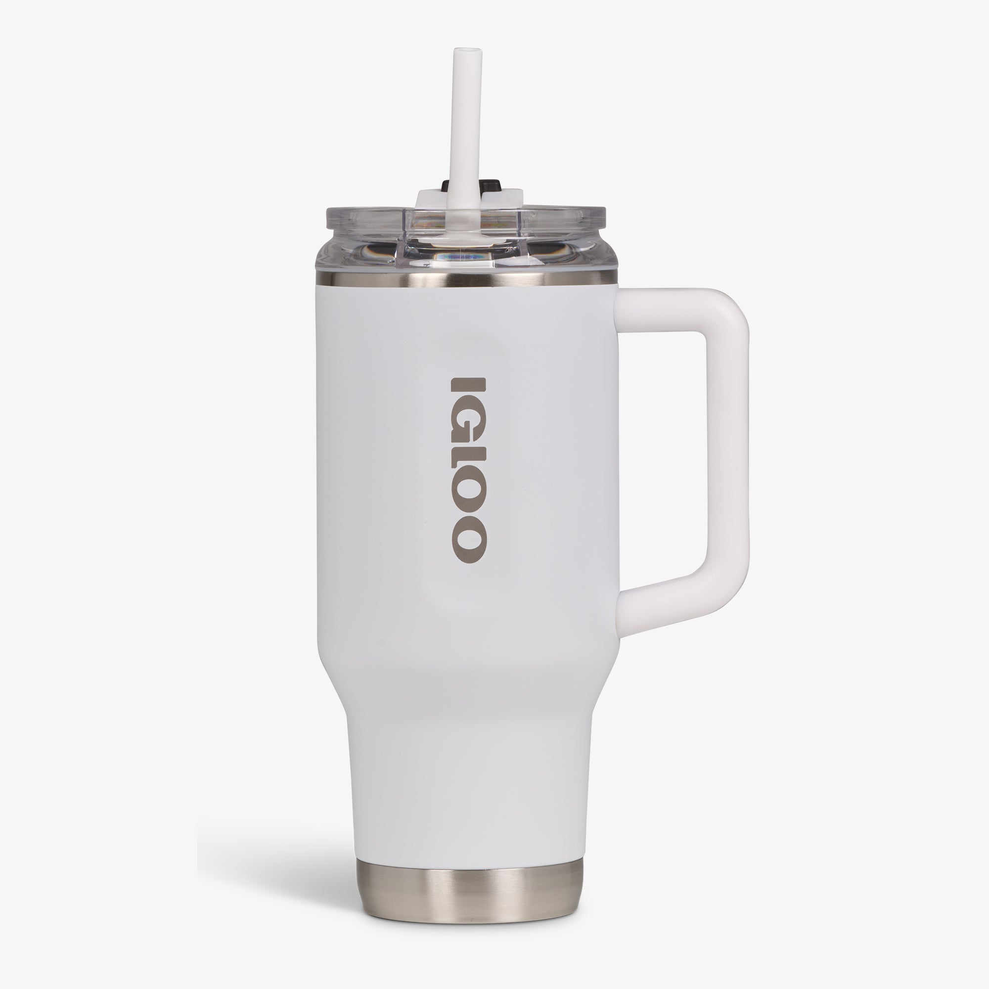 32 Oz Flip ‘n’ Sip Travel Mug B6 - White - White - Custom - Strap View