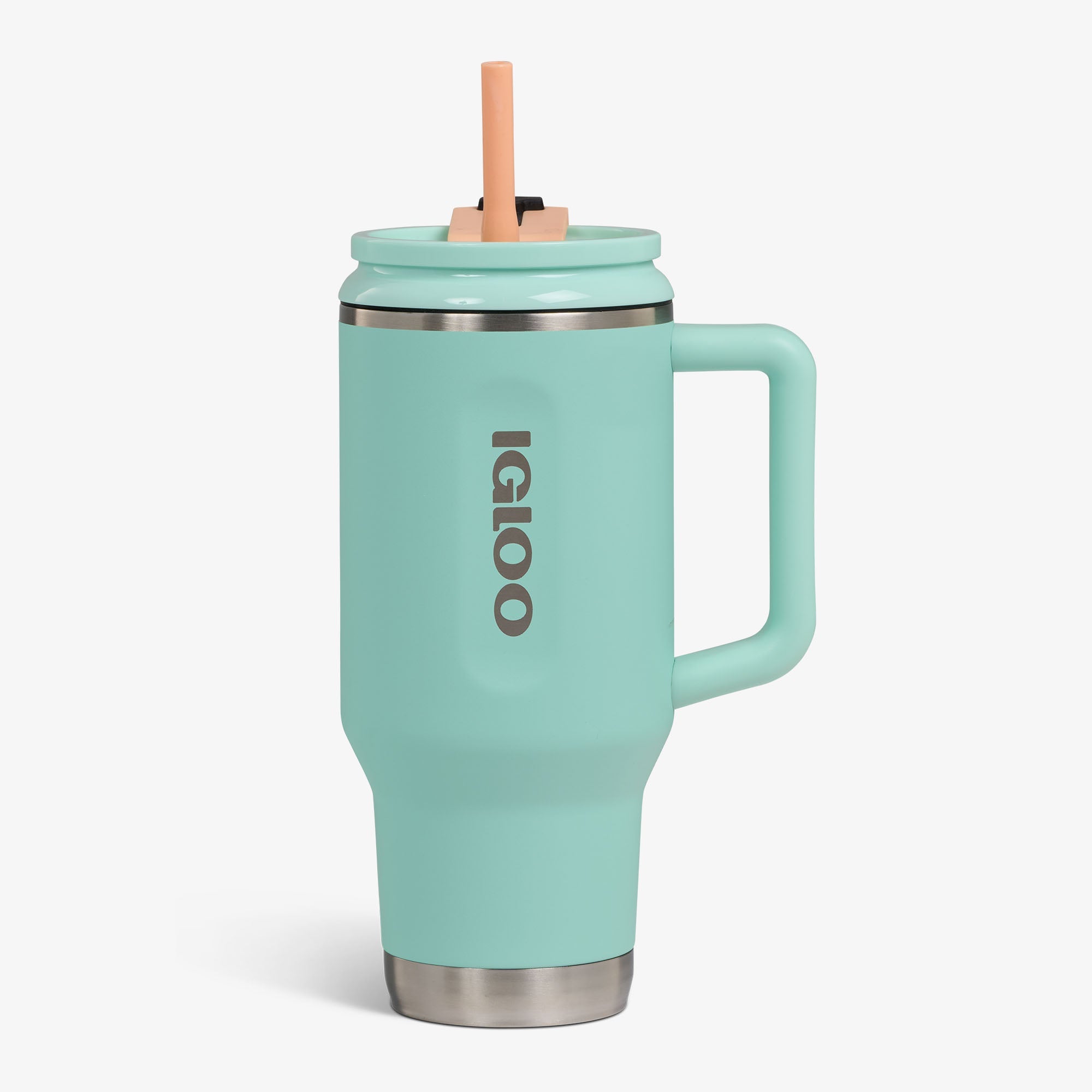 32 Oz Flip ‘n’ Sip Travel Mug B6 - Seafoam Green - Seafoam Green - Custom - Strap View