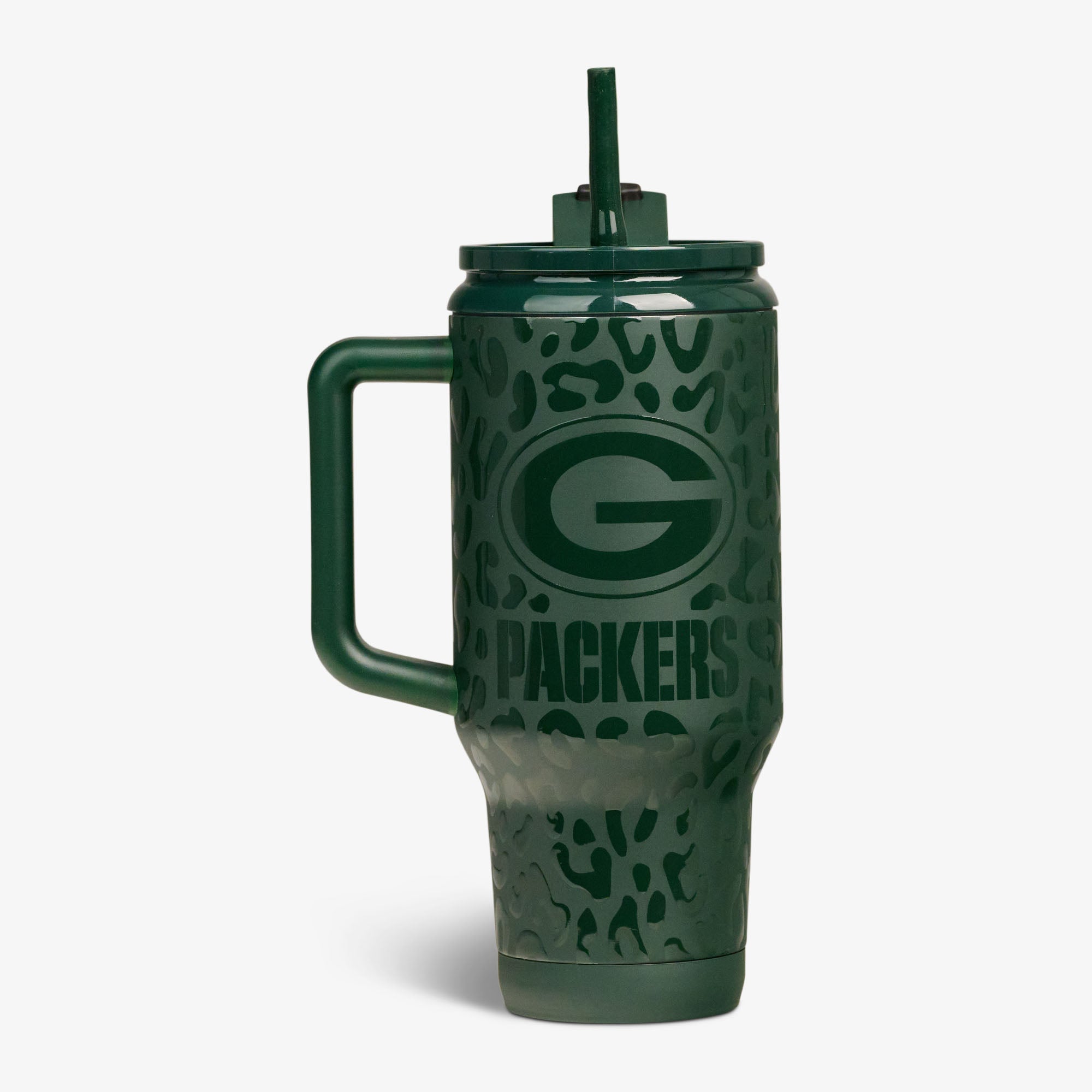 NFL 32 Oz Leopard Flip ‘n’ Sip Travel Mug Q9 - Packers - Product View
