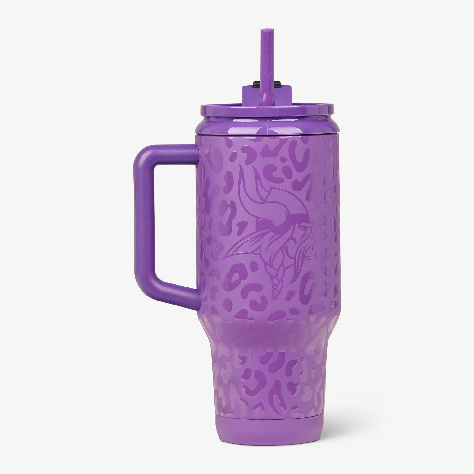 NFL 32 Oz Leopard Flip ‘n’ Sip Travel Mug Q9 - Vikings - Product View