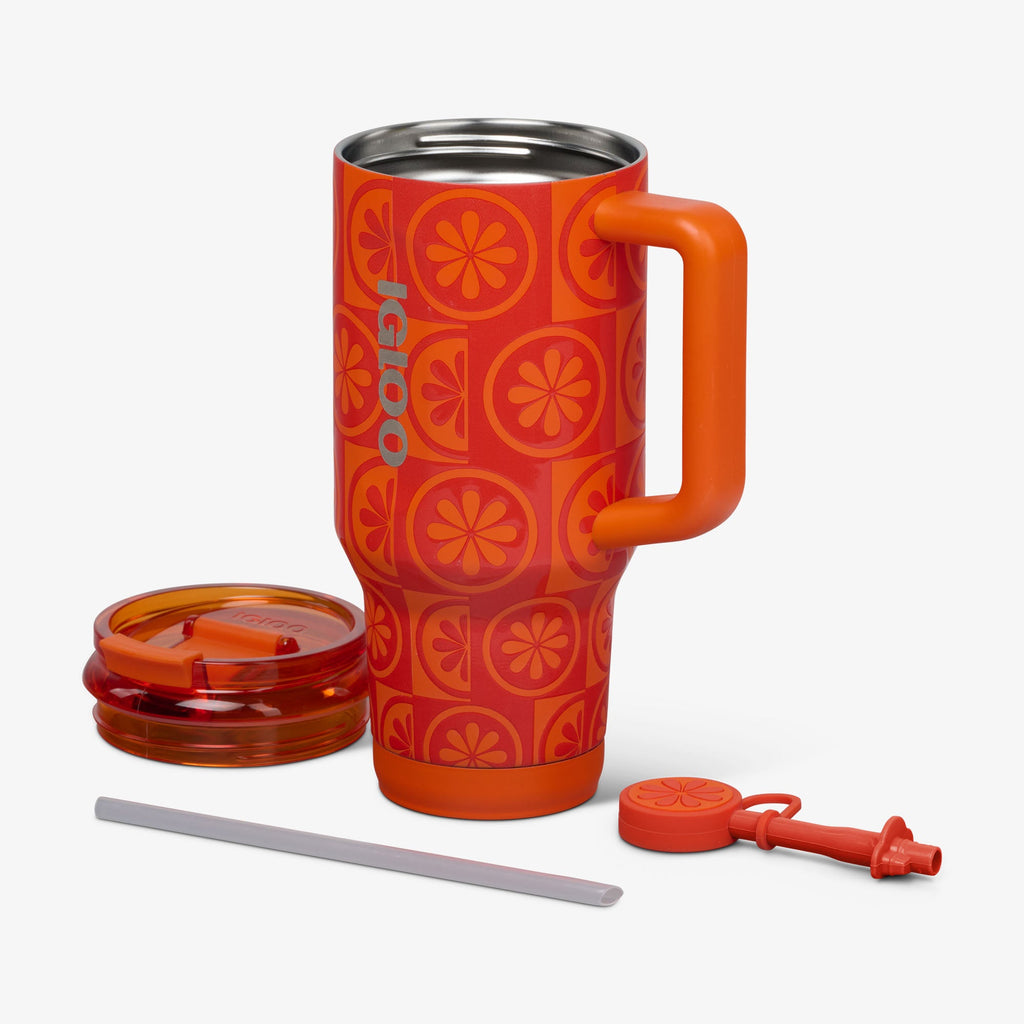 32 Oz Flip ‘n’ Sip Travel Mug B6 - Orange - Open View